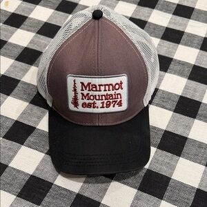 Marmot Black and Gray Mesh Trucker Hat
